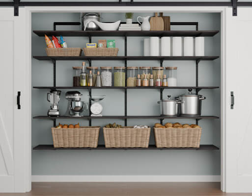 Pantry track shelving charcoal black