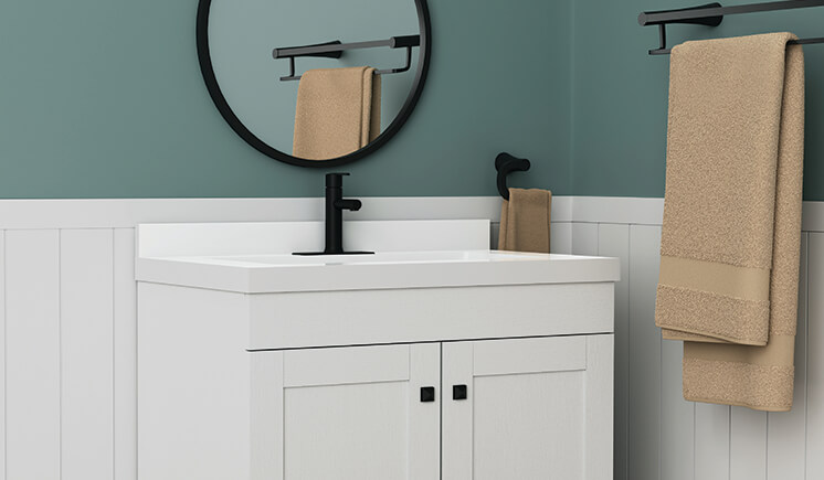 Dakota Vanity Barndoor White Scene