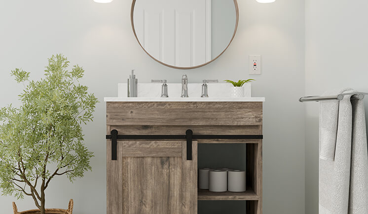 Dakota Vanity Barndoor Coastal Oak Scene