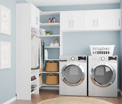 Combined Floor Standing and Wall Mounted Closet System